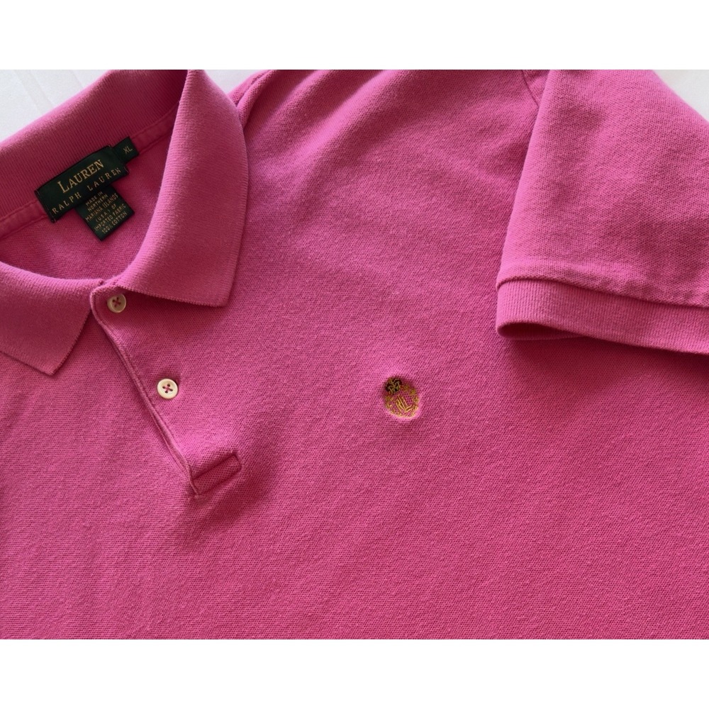 Lauren Ralph Lauren Mens XL, Pink, Cotton Pique, Short Sleeve, Crest Polo Shirt - Picture 2 of 10